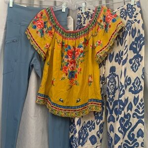 Flying Tomato Yellow and Red Patterned Top